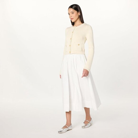 Women's Arlo Voluminous Cotton Poplin Midi Skirt - Picture 4 of 7